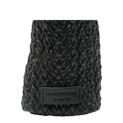 Small Embossed Leather Hobo Bag Black