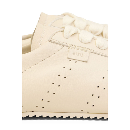 Ivory White Smooth Leather Low Top Step Sneakers