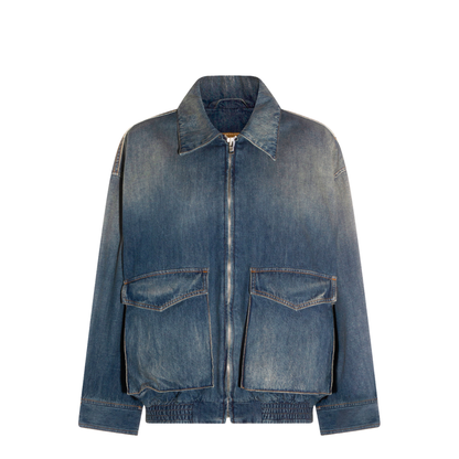 Blue Denim Jacket With Flap Pockets