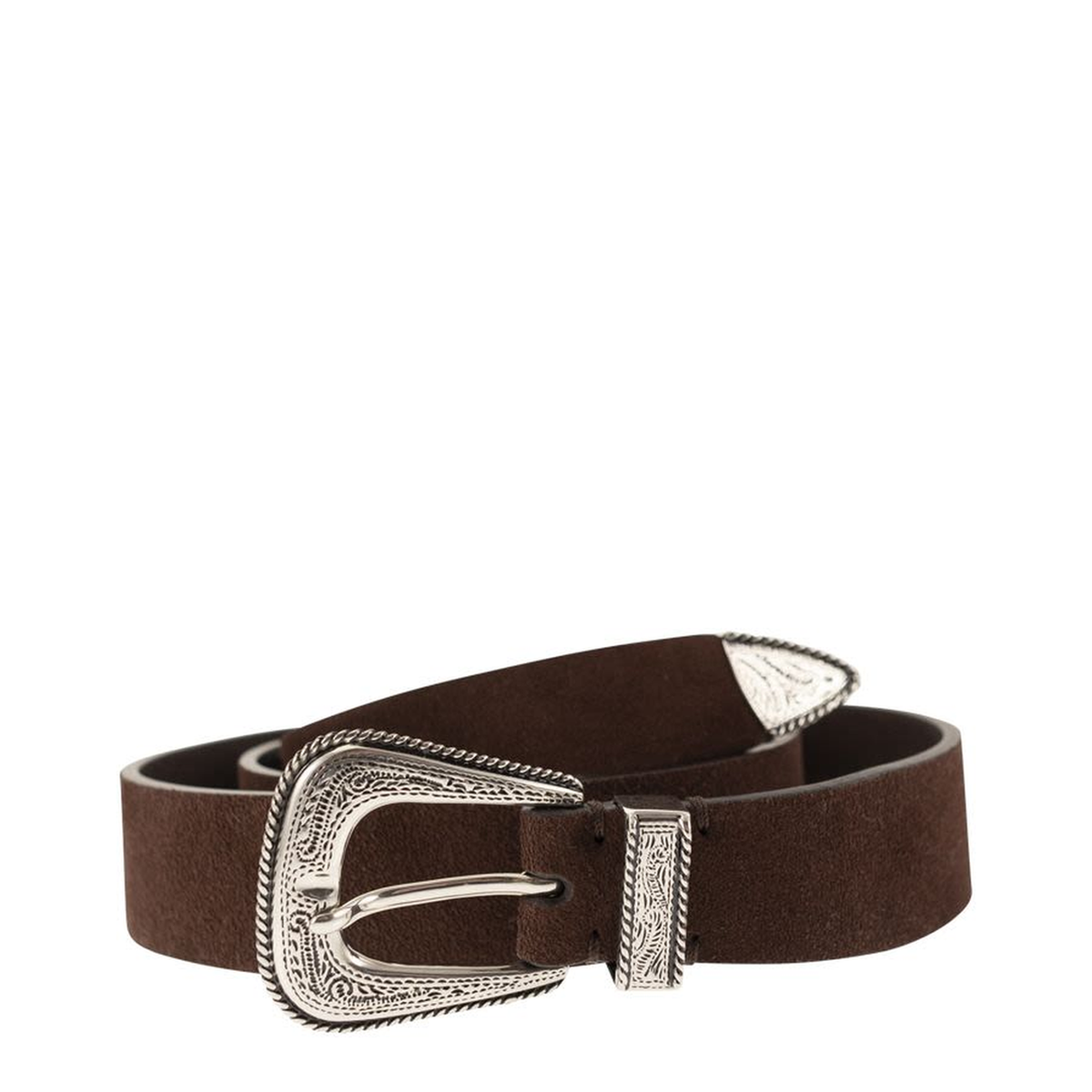 MAYFEYR - Brunello Cucinelli - Suede Leather Belt With Engraved Western Buckle - MAUGP210C4230