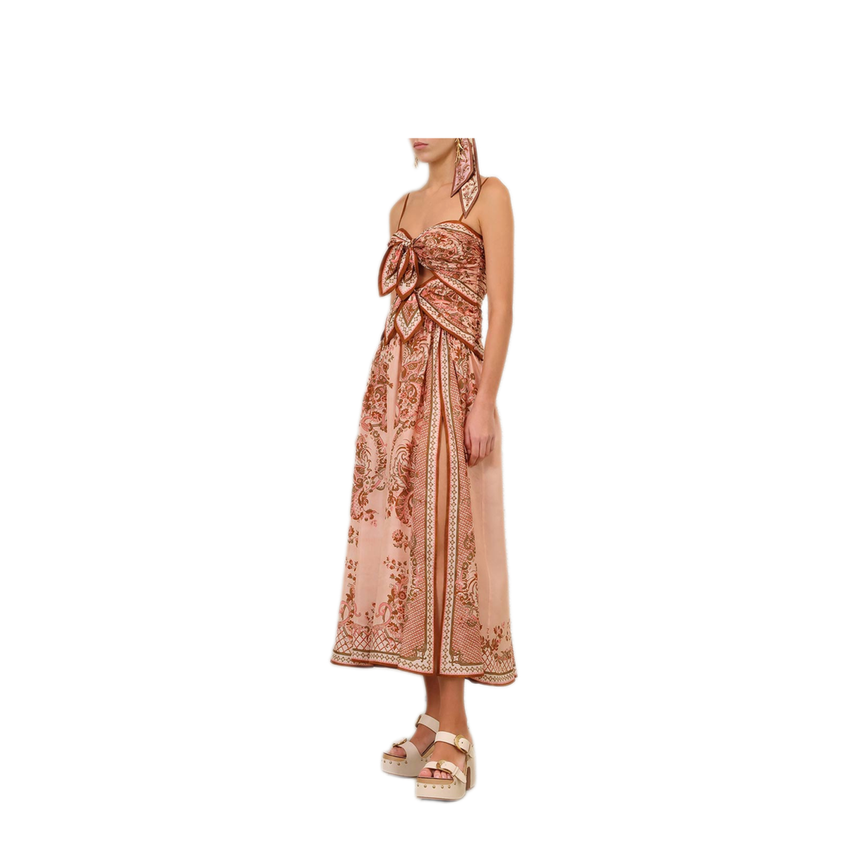Aster Scarf Print Midi Dress