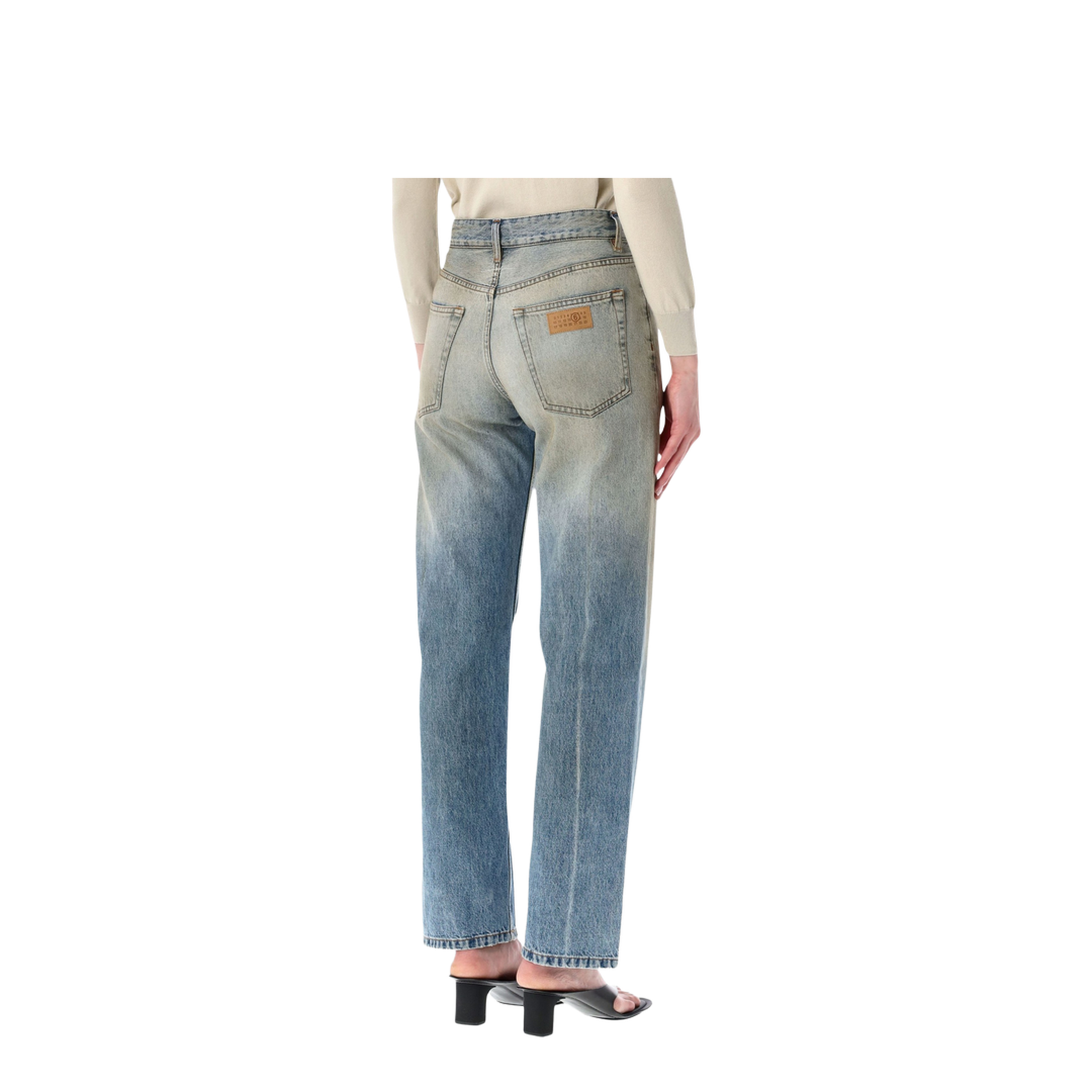 Straight-Leg Trompe-L'Œil Cotton Jeans In Medium Blue