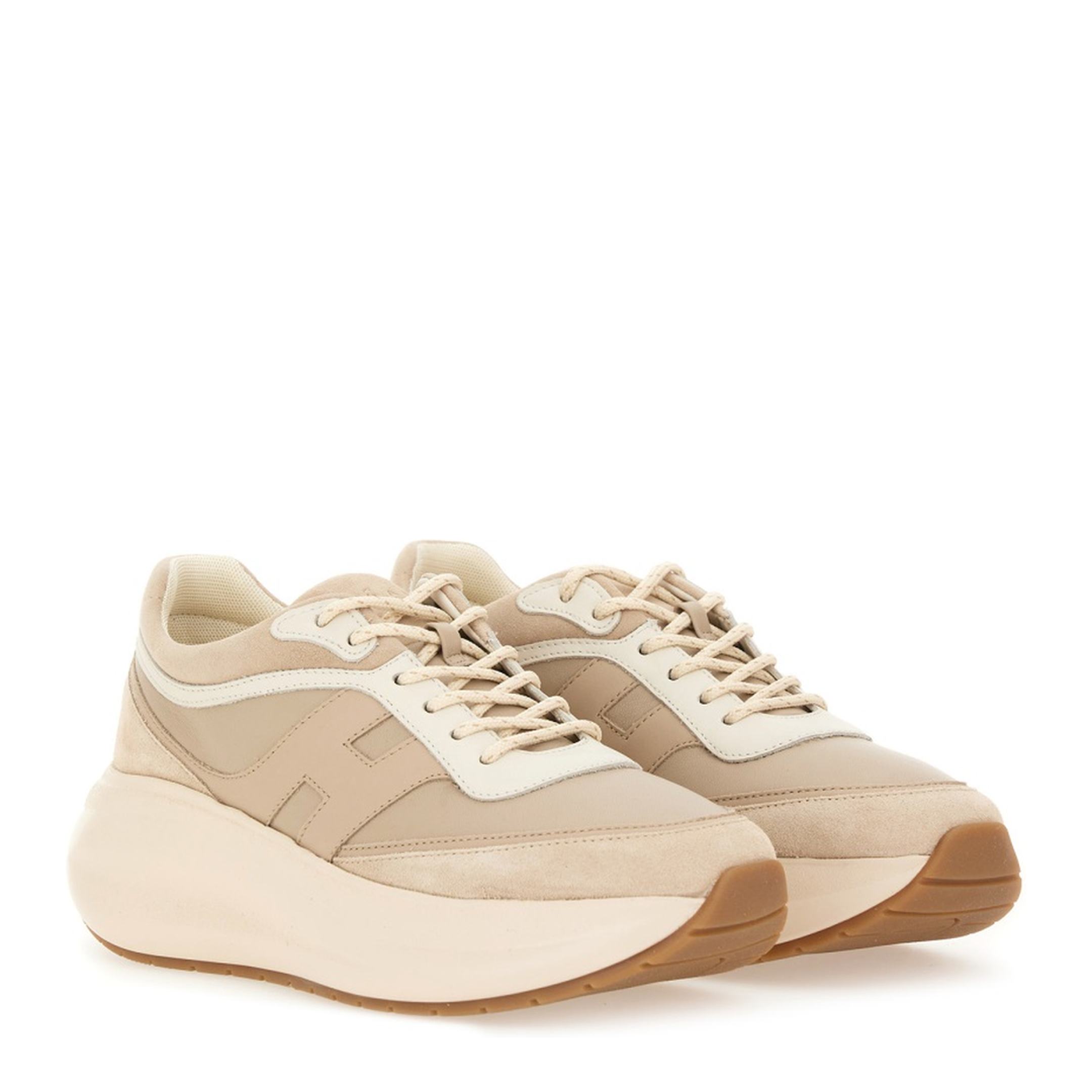 Beige Front Lace-Up Fastening