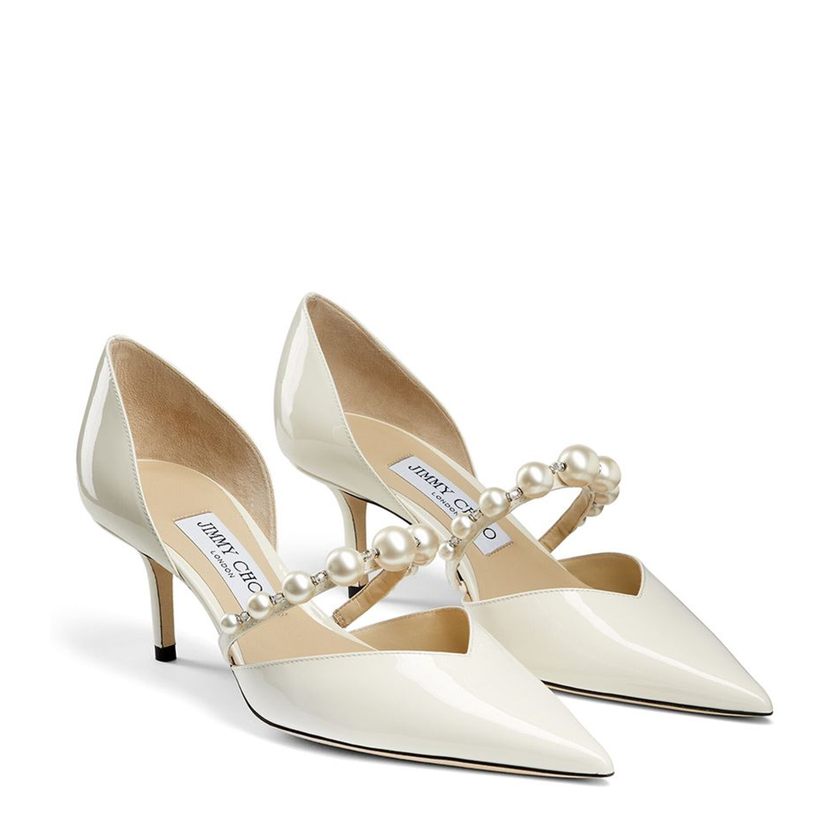 Bridal White Patent Leather Pumps