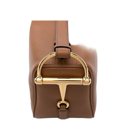 Half Horsebit Medium Grainy Leather Shoulder Bag - Brown Leather