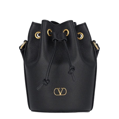 Black Leather Bucket Bag