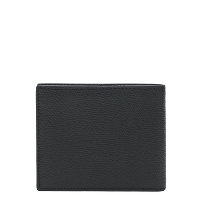 VLogo Signature Grainy Calfskin Bifold Wallet in Black