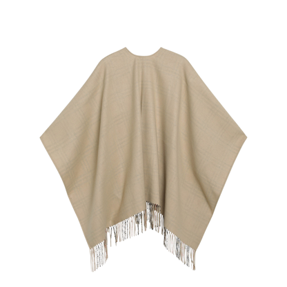 MAYFEYR - Burberry - Reversible Wool Check Cape With Fringes In Sand Beige - 8122805174346C1309