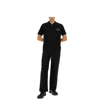 Cotton Polo with Patch Cotton Black