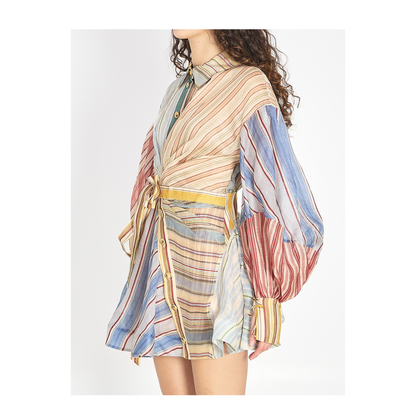 Rebellion Striped Mini Dress Spliced Stripes