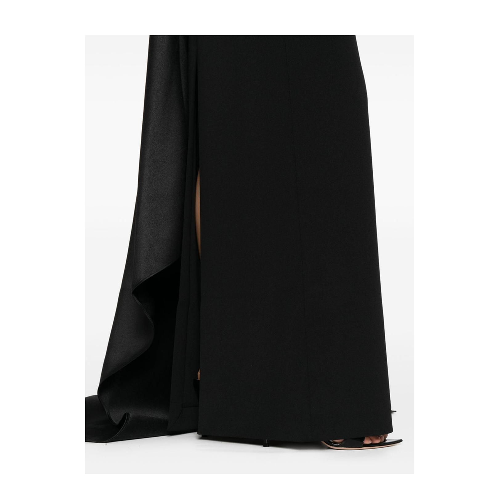 Black Asymmetric Design Long Sleeve Dress