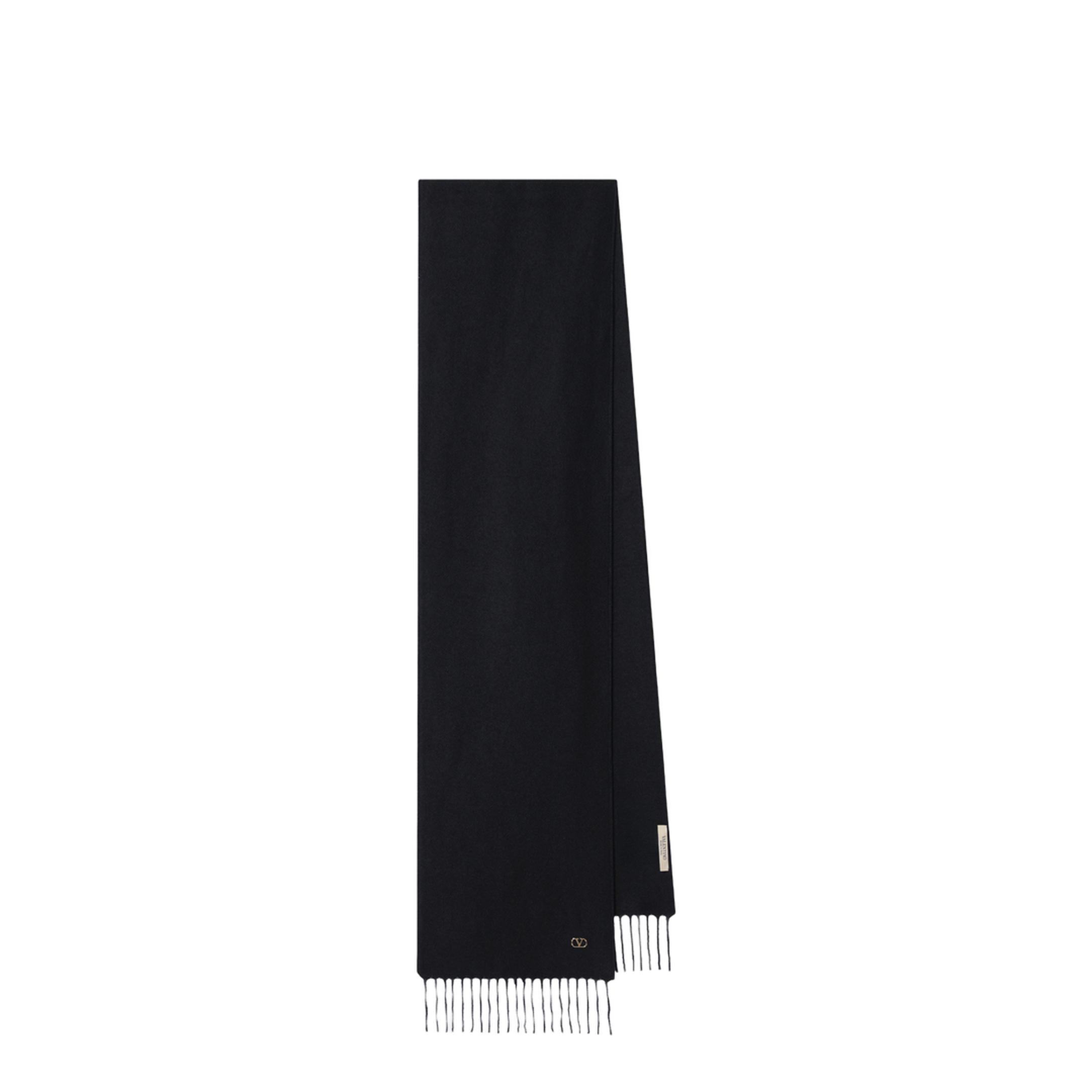 MAYFEYR - Valentino - Black Cashmere Scarf With Vlogo Detail - 9W2ET01MEUWN06