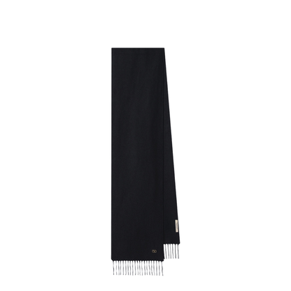 MAYFEYR - Valentino - Black Cashmere Scarf With Vlogo Detail - 9W2ET01MEUWN06