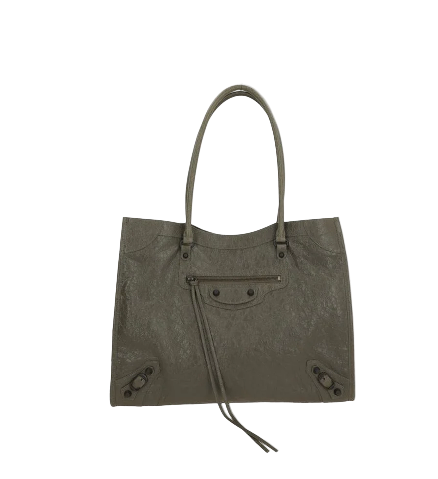 Tote Bag Crafted from Army Green Arena Leather