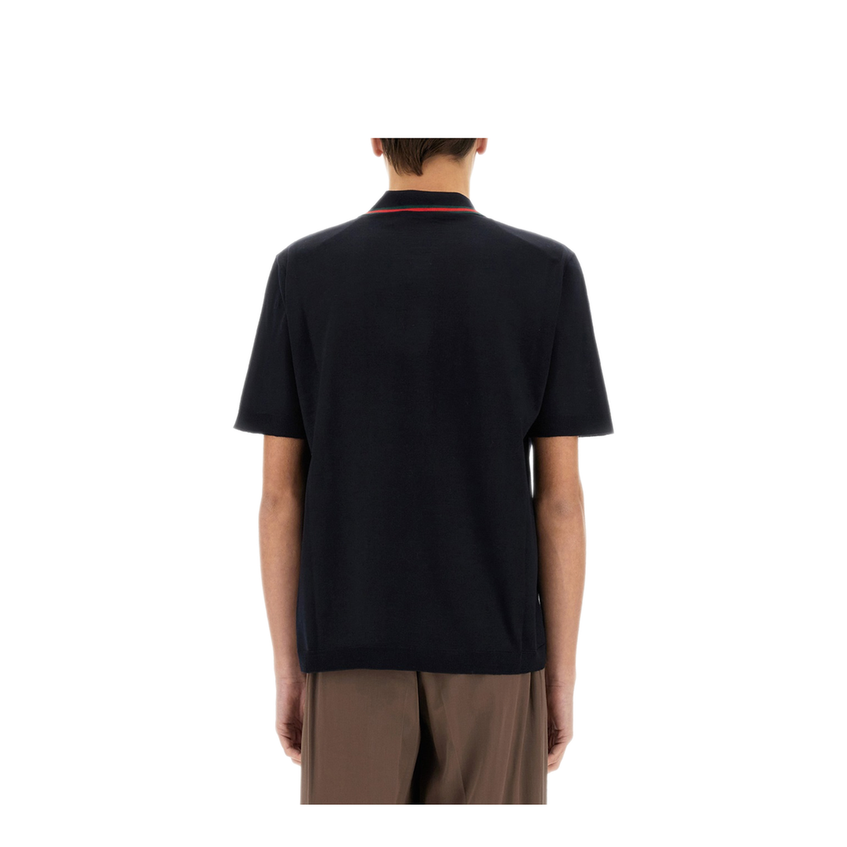 MAYFEYR - Gucci - Knitted Wool Polo Shirt With Web Pattern - 819225XKEJV4060