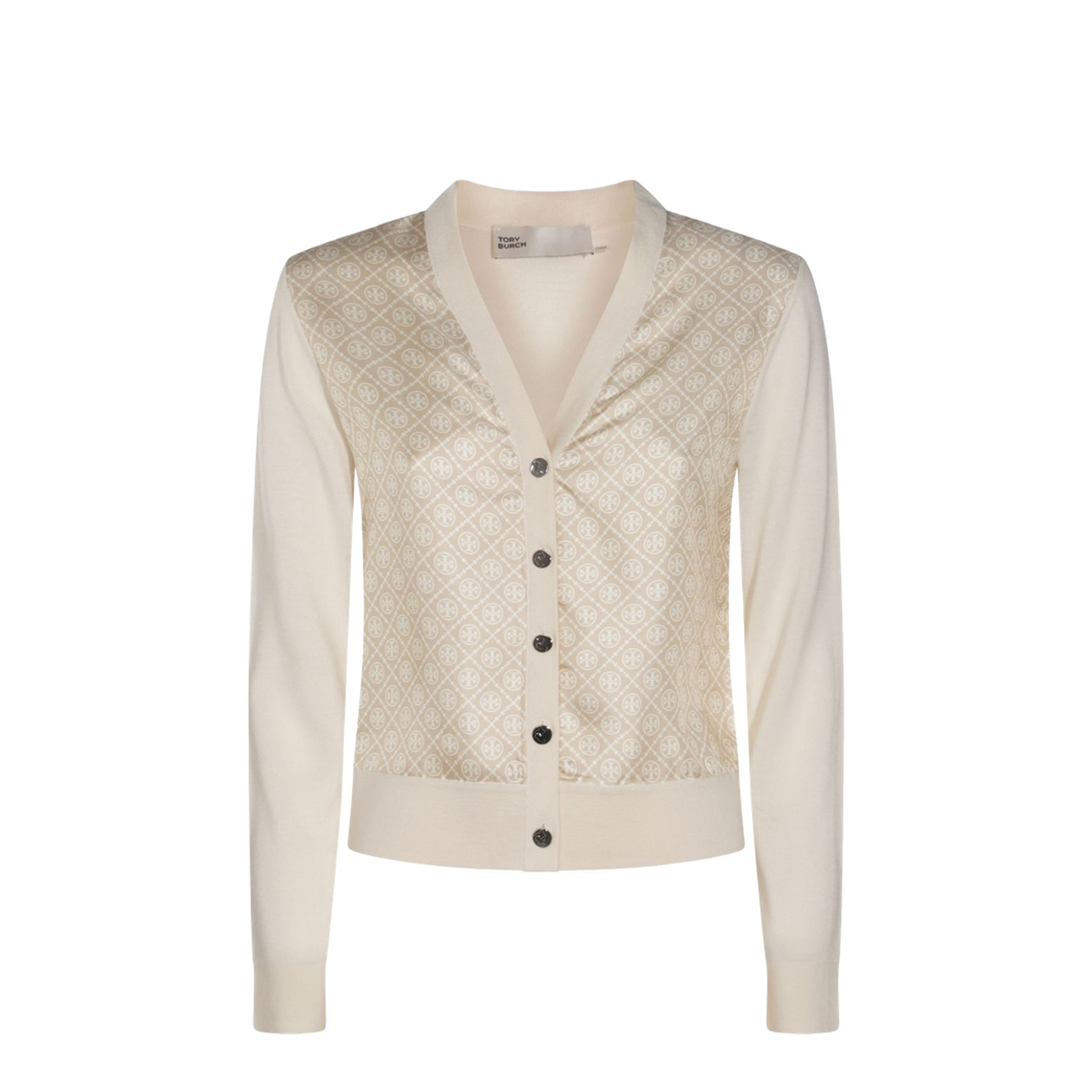 Cropped Silk Front Cardigan