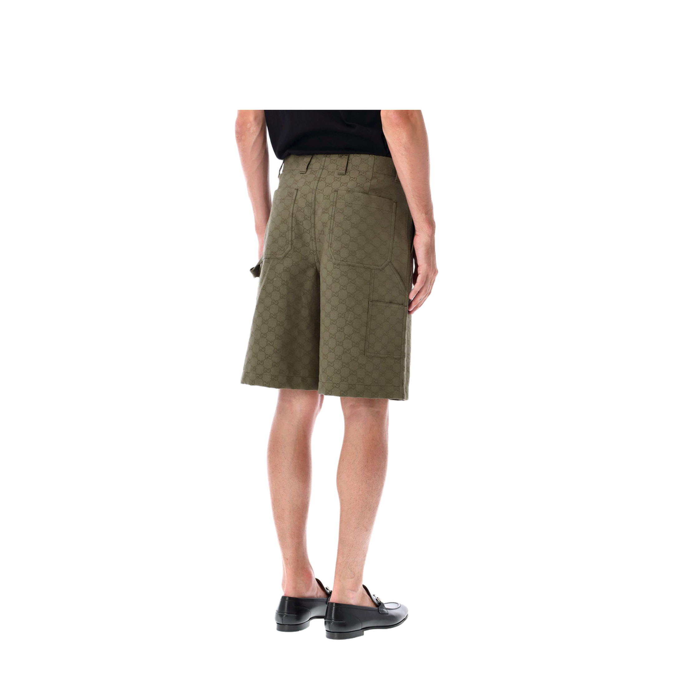 GG Canvas Shorts in Forest Green
