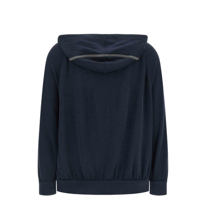 Cotton Blend Zip Hoodie Blue