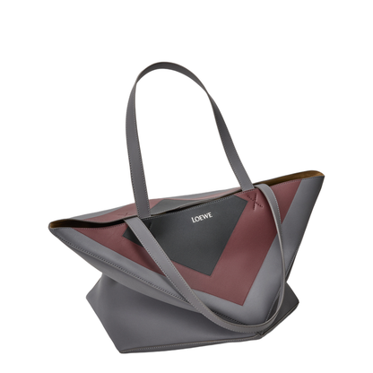 XL Puzzle Fold Tote in Nappa Calfskin Grey