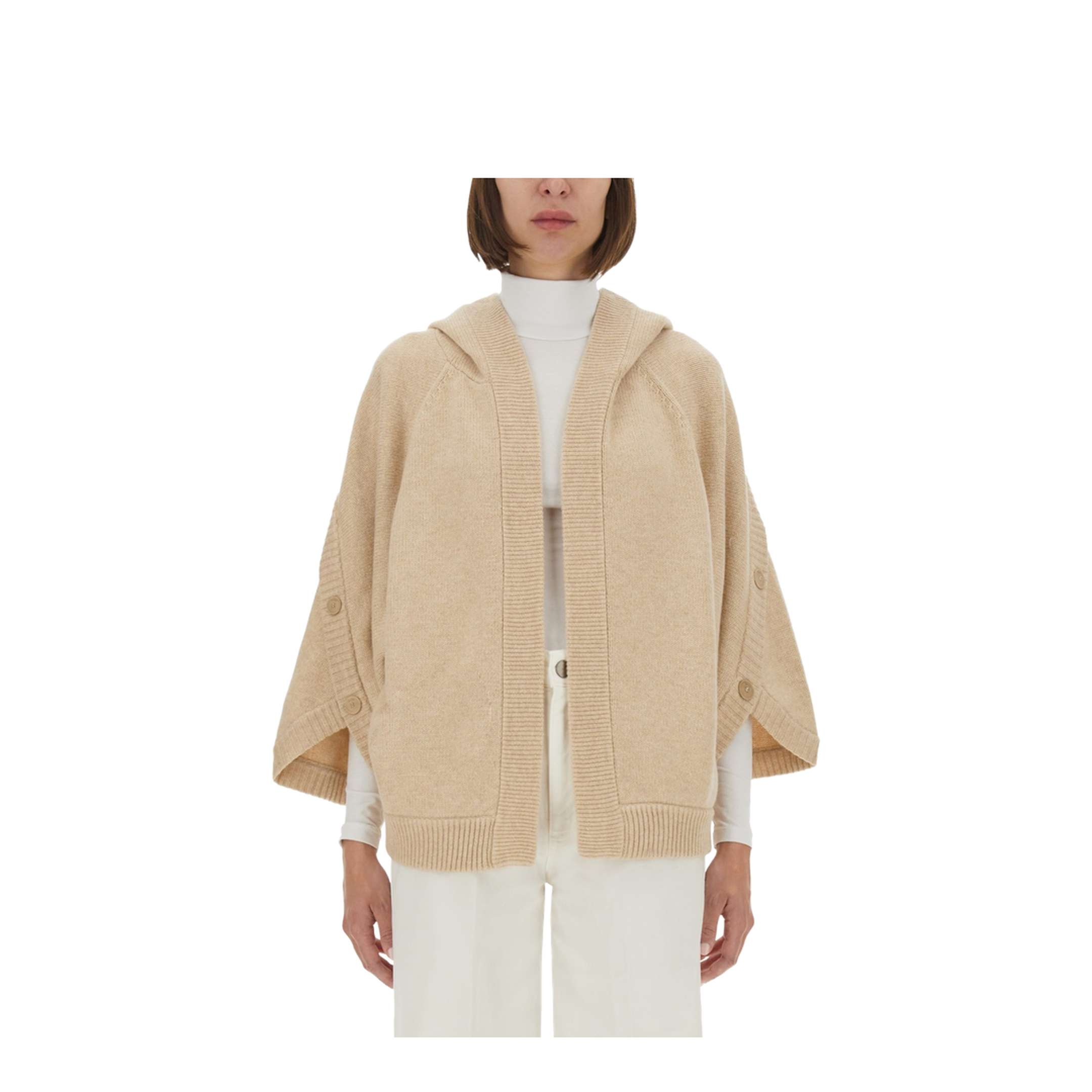 Hooded Cardigan in Wool and Cashmere - Grey