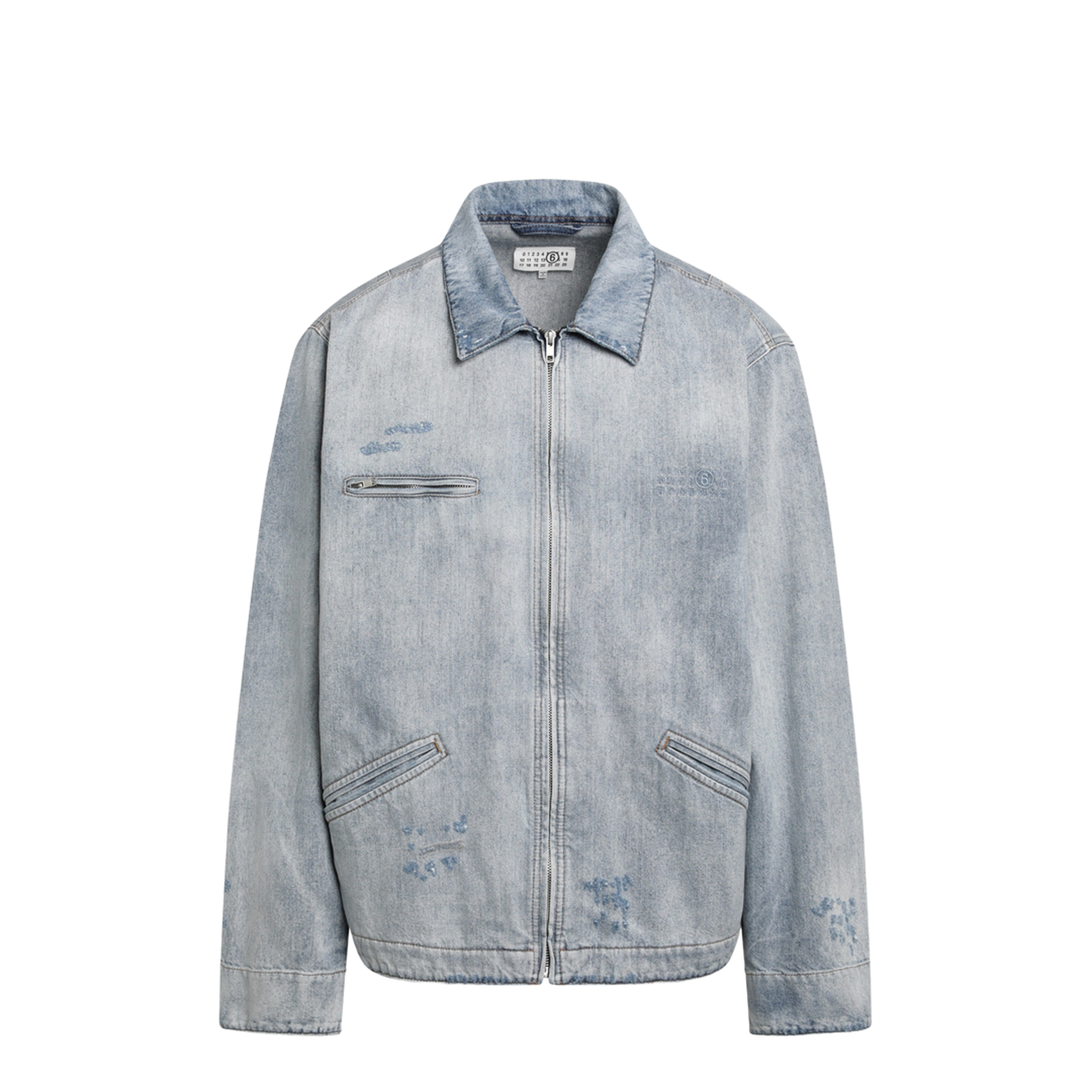 Washed Blue Zip-Up Denim Jacket