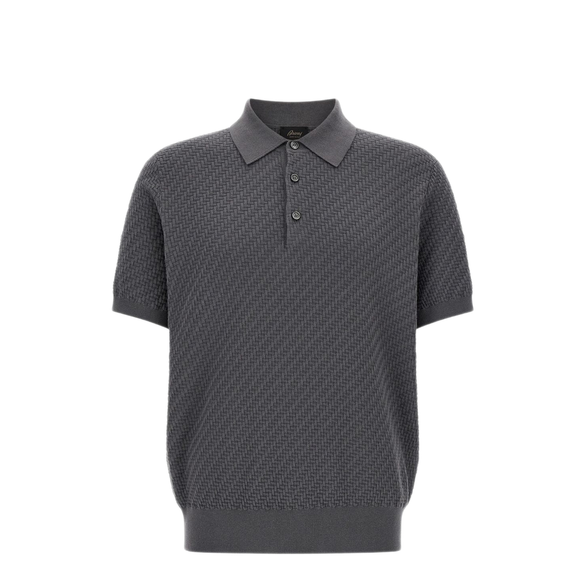 MAYFEYR - Brioni - Grey Woven Texture Polo Shirt - UMR20OPAK221200