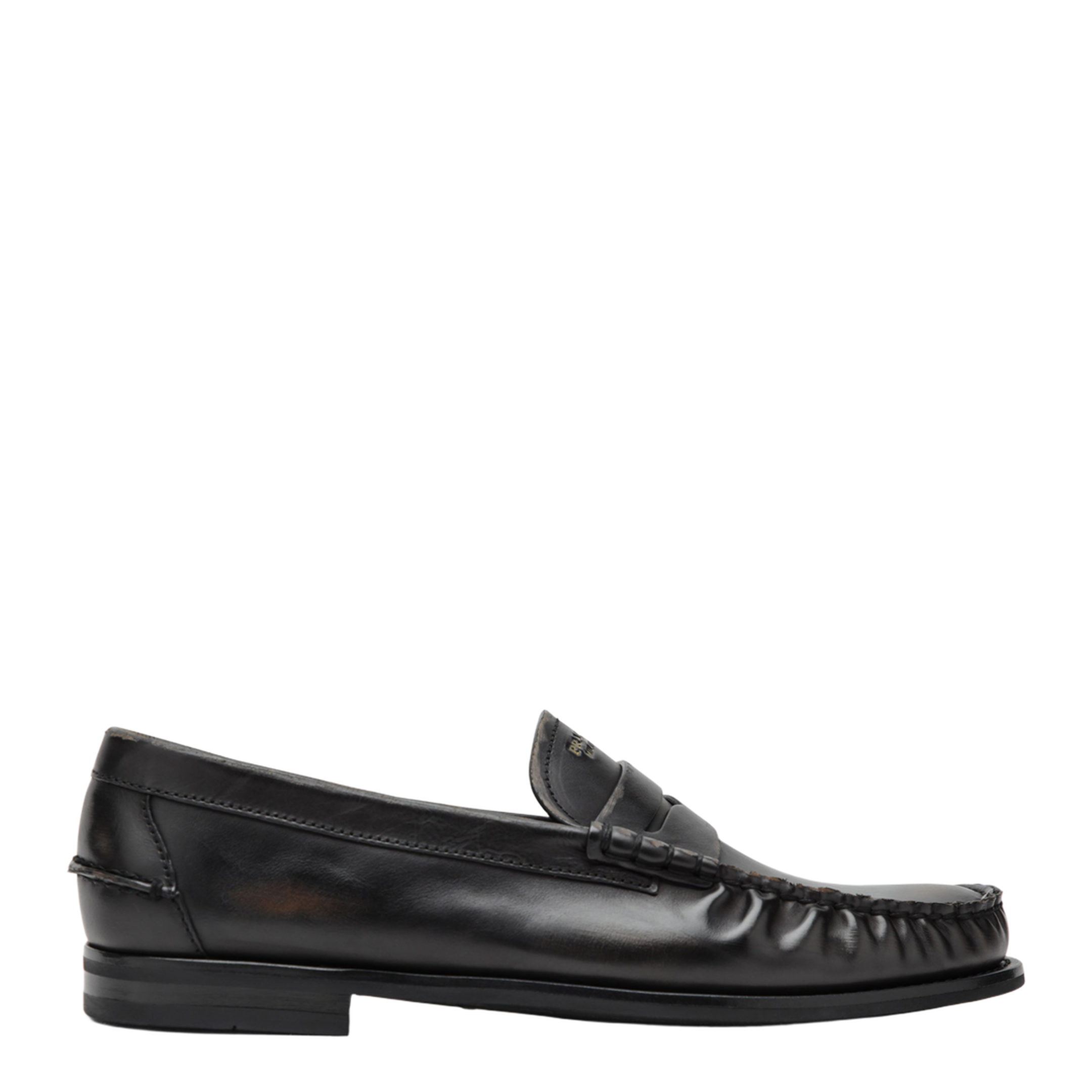 MAYFEYR - Prada - Black Cognac Aged Leather Loafers - 2DB239X0002HIIF0Y71