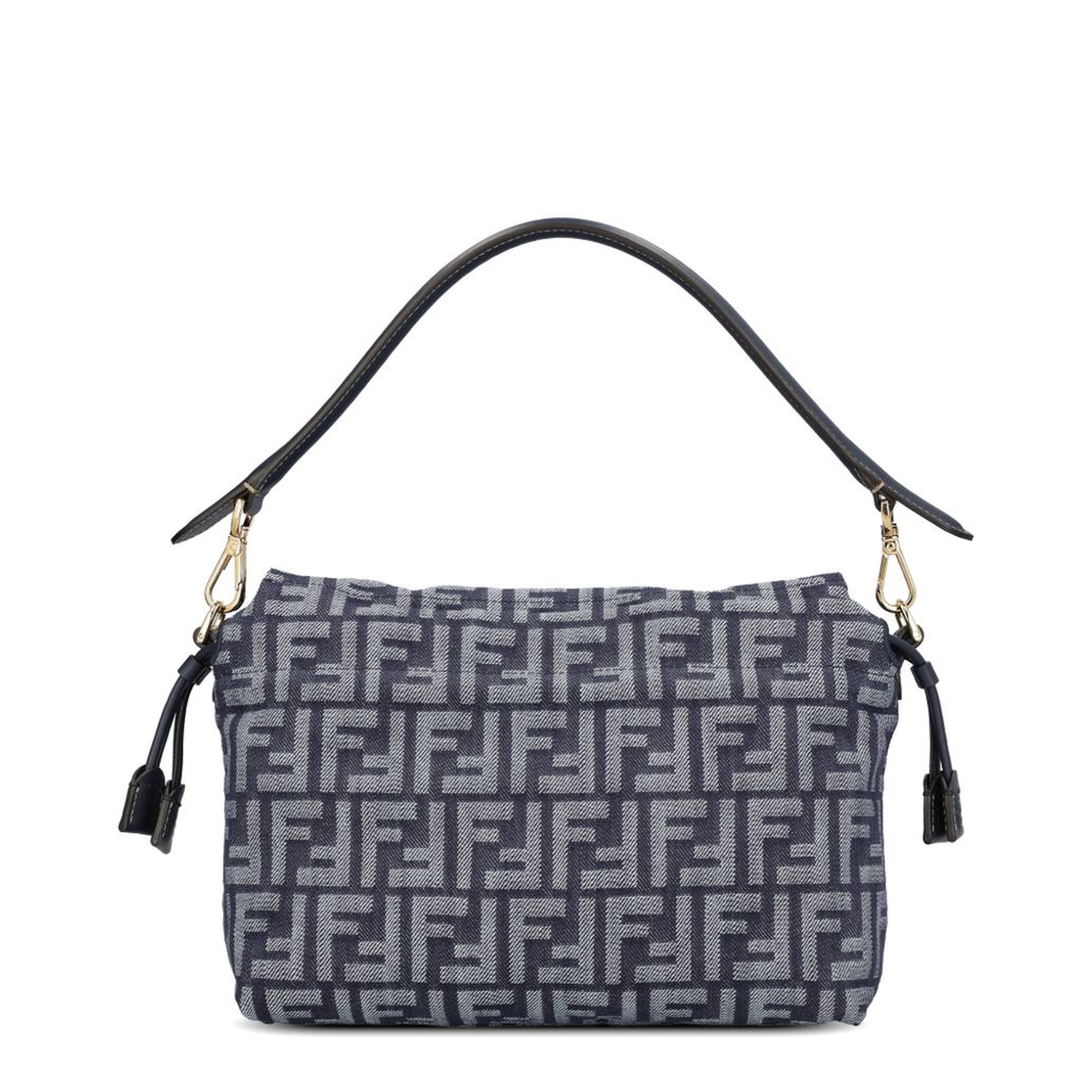 Mamma Baguette Medium Denim-Effect FF Jacquard Shoulder Bag - Dark Blue