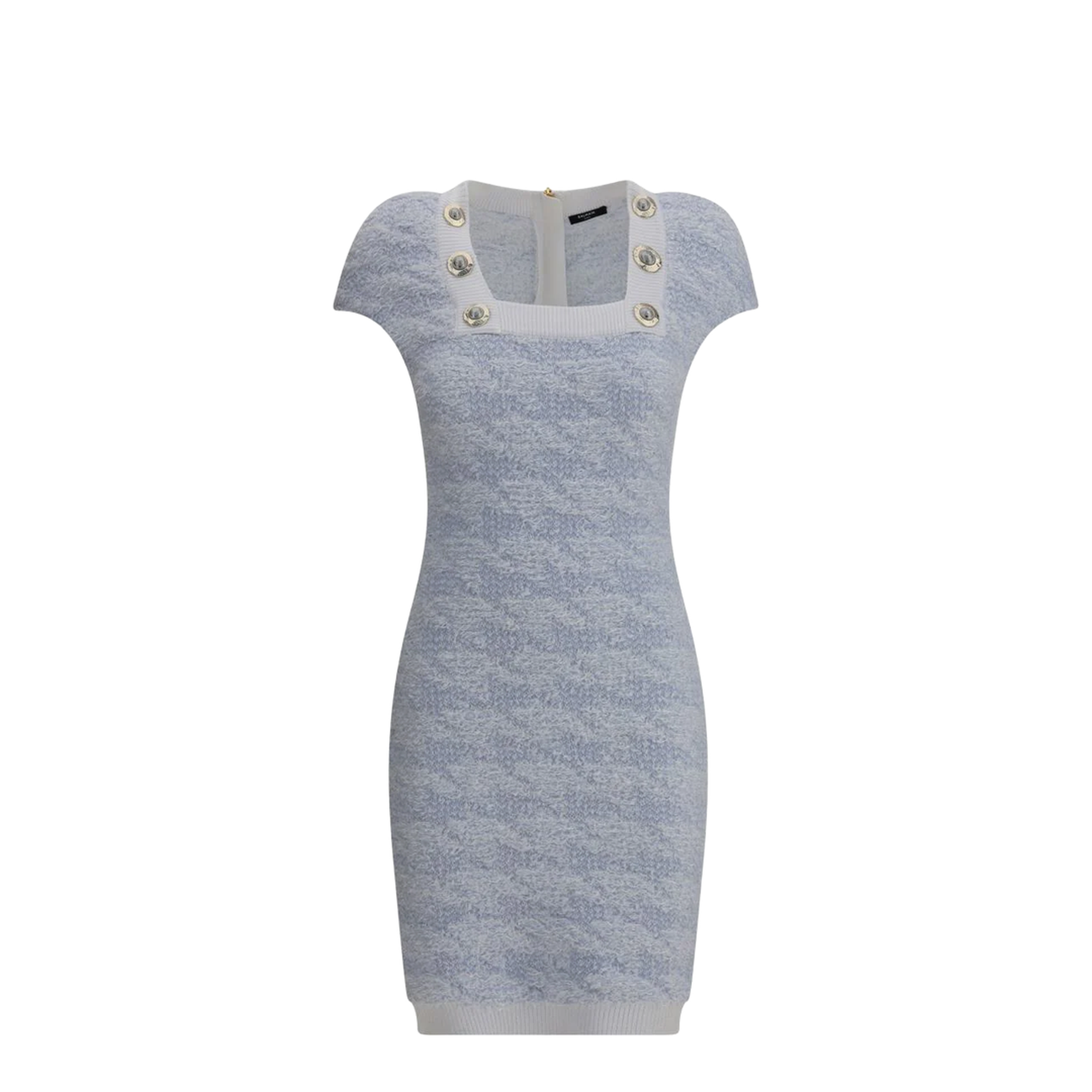 Tweed Dress Lurex Thread Light Blue