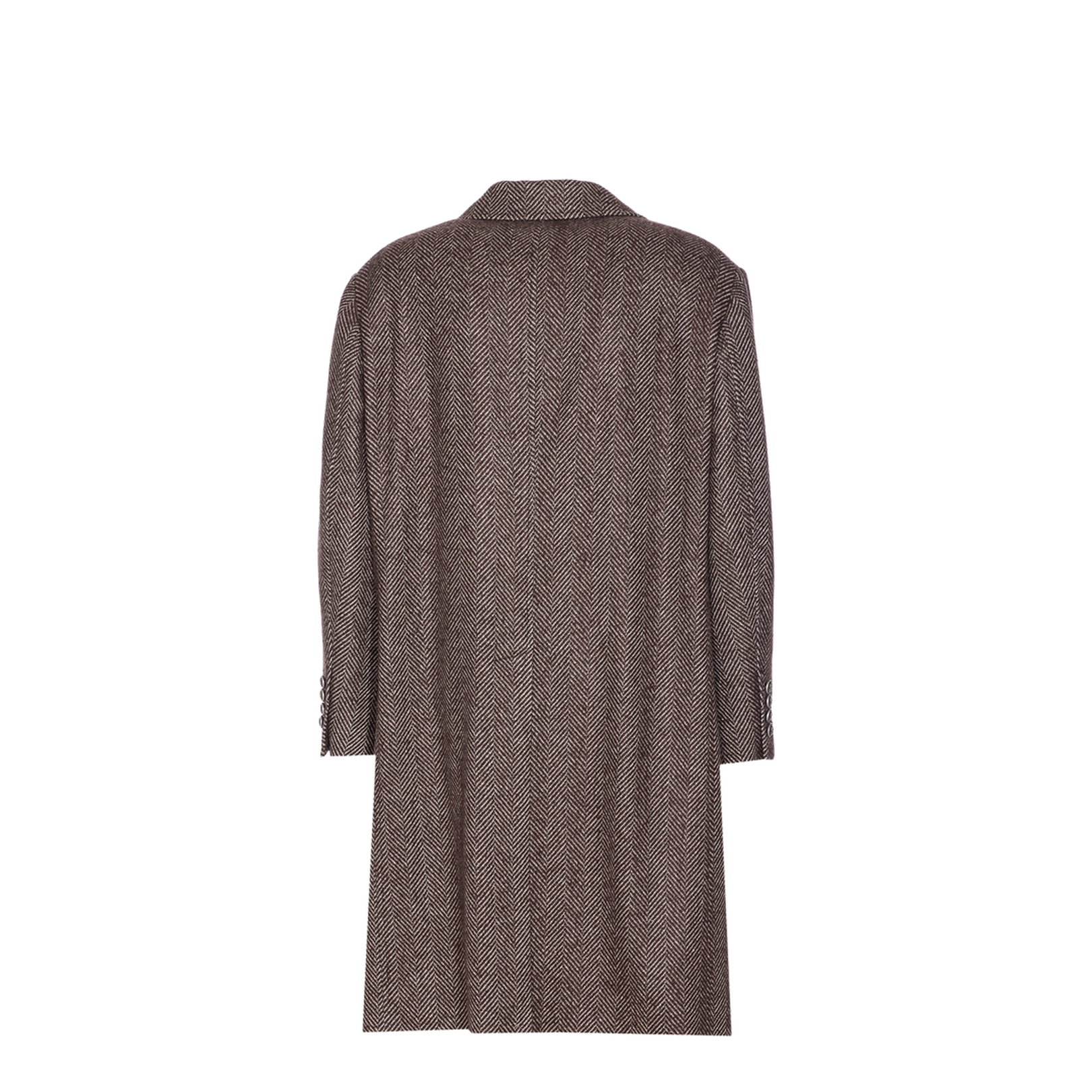 Beige Coat with Frontal Logo Buttons Closure
