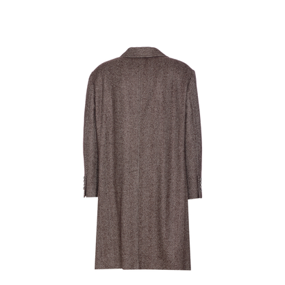 Beige Coat with Frontal Logo Buttons Closure