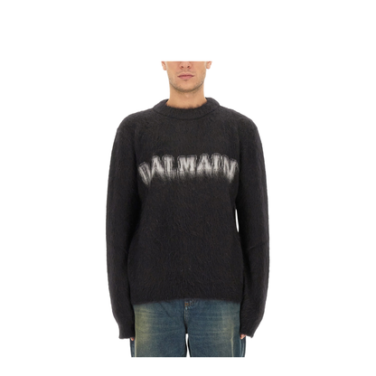 Logo-Print Brushed-Finish Jumper