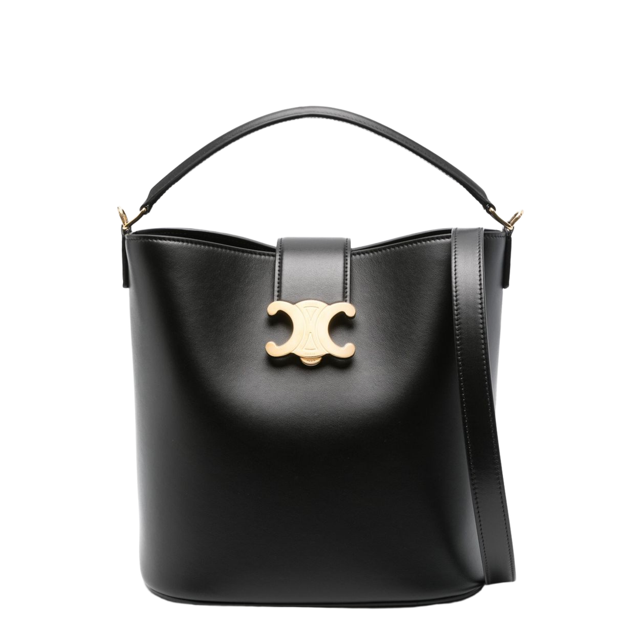 Louise Medium Calfskin Bucket Bag - Black