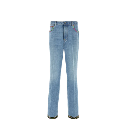Denim Jeans with Printed Edges
