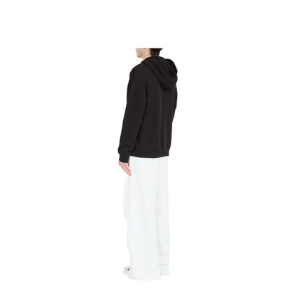 Black Front Pouch Pocket Adjustable Drawstring Hood Ribbed Cuffs Logo Patch Detailing