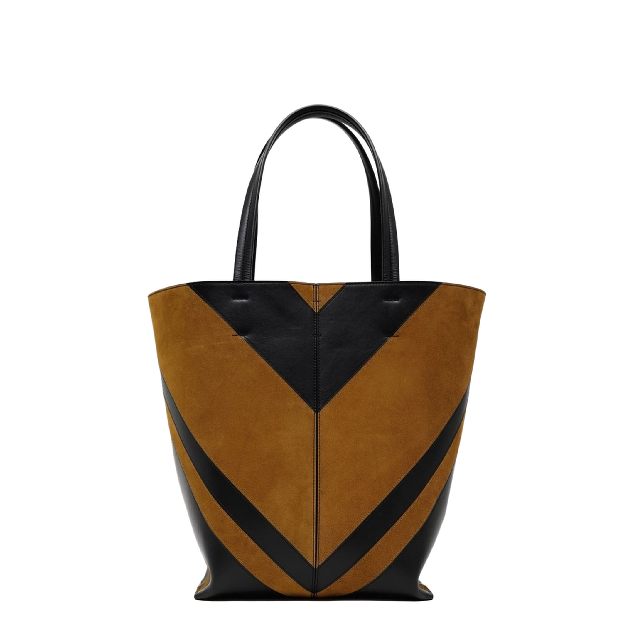 Pot Cabas Calfskin & Suede Tote - Black/Toffee