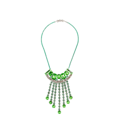 Statement Brass Necklace With Strass Charms