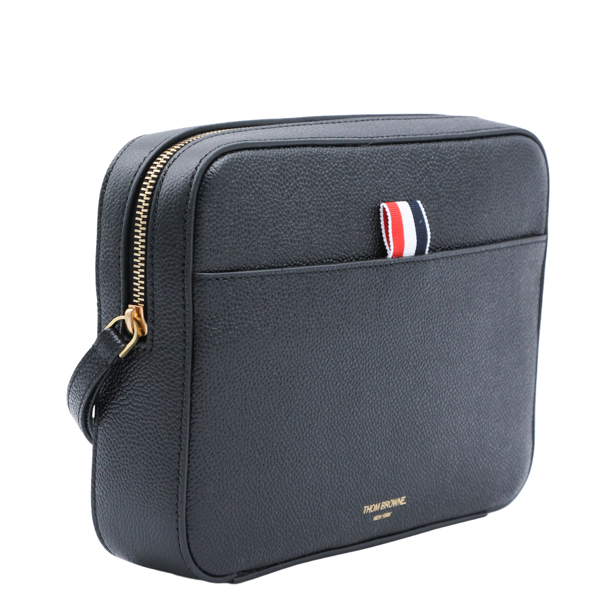 Leather Clutch With RWB Strap in Black