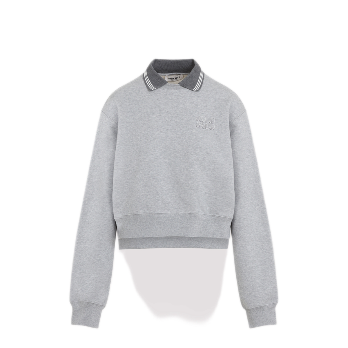 MAYFEYR - Miu Miu - Melange Grey Cotton Oversize Sweatshirt - MJLA15SOOO18ZXF0031