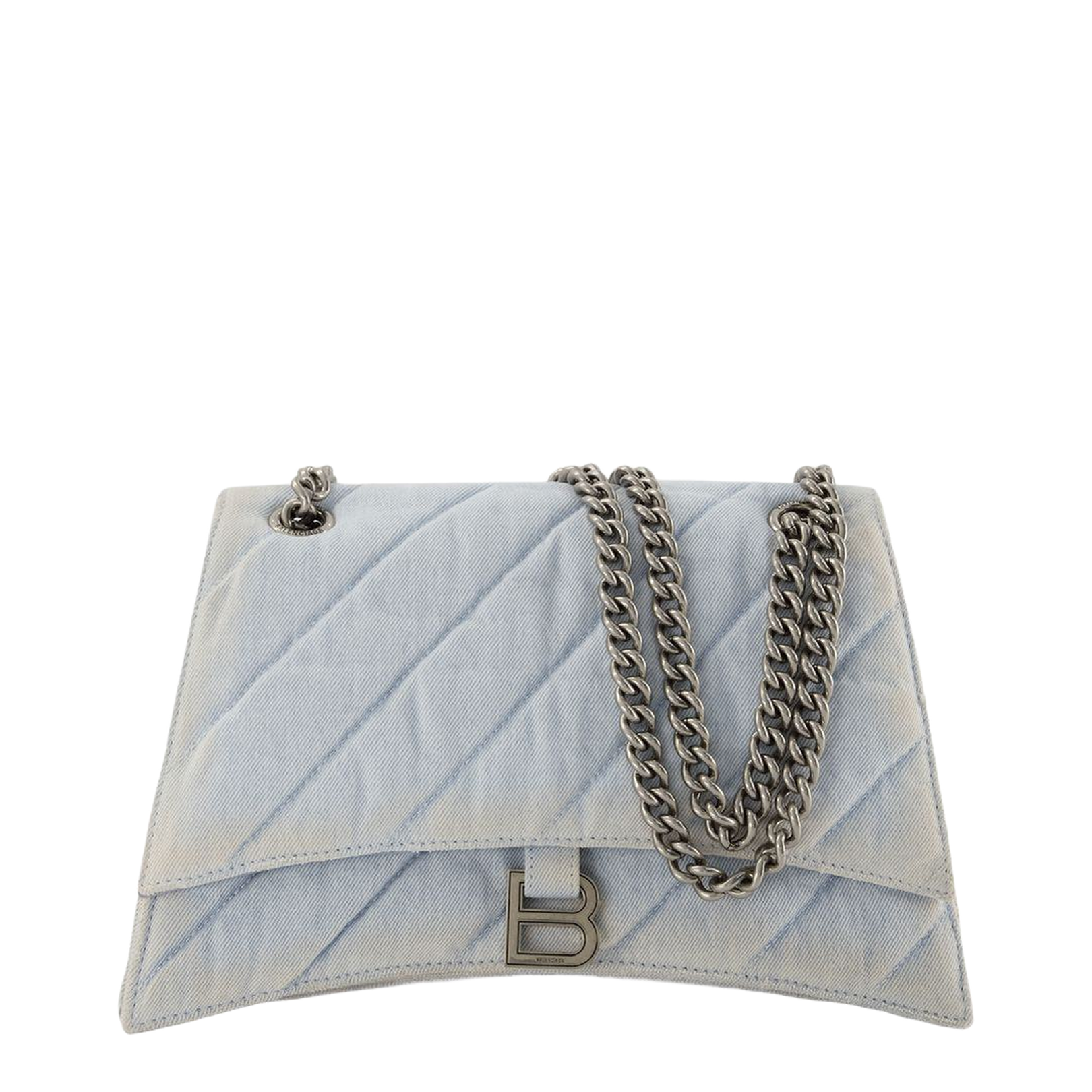 Light Blue Denim Crush Shoulder Bag