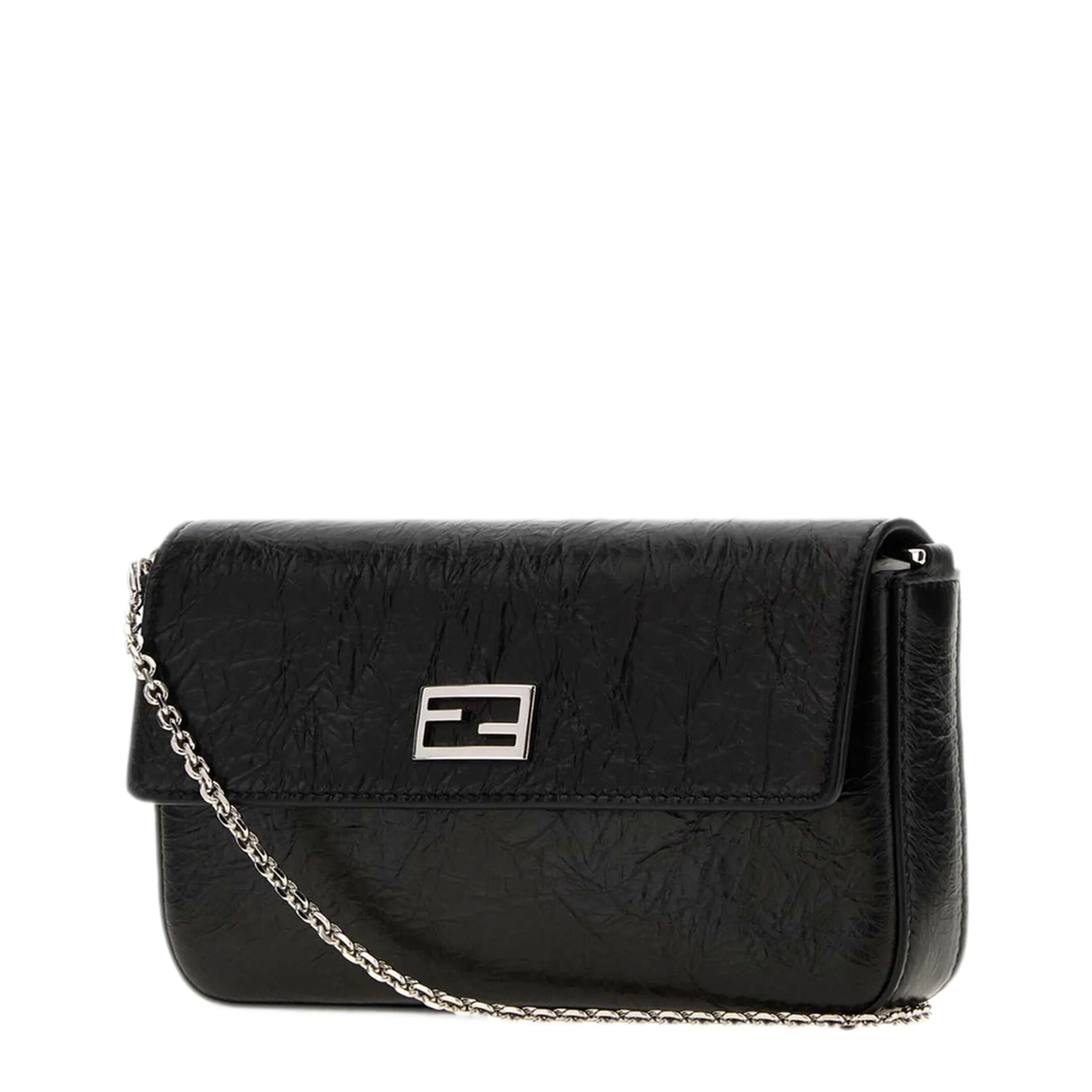 Tube Wallet On Chain Calfskin Wallet - Black