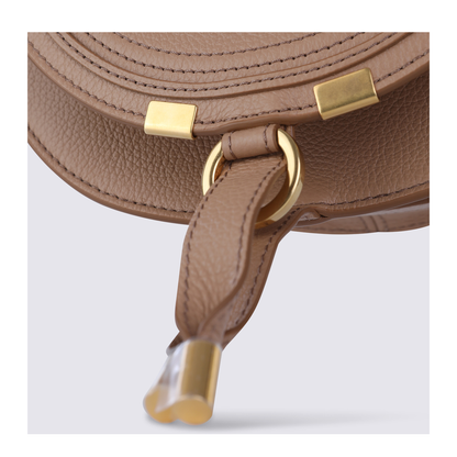 Marcie Small Calfskin Saddle Bag - Light Tan Brown
