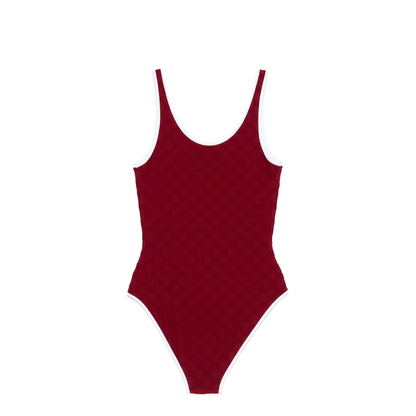 Terrycloth Jersey Jacquard Swimsuit in Rosso Ancora Red