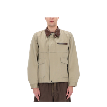 Jacket with Leather Collar