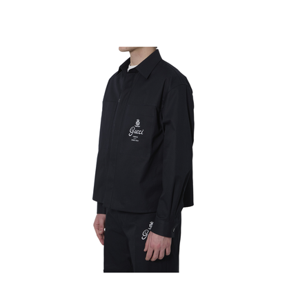 MAYFEYR - Gucci - Cotton Twill Shirt With Print In Dark Blue - 851711ZAQH54440