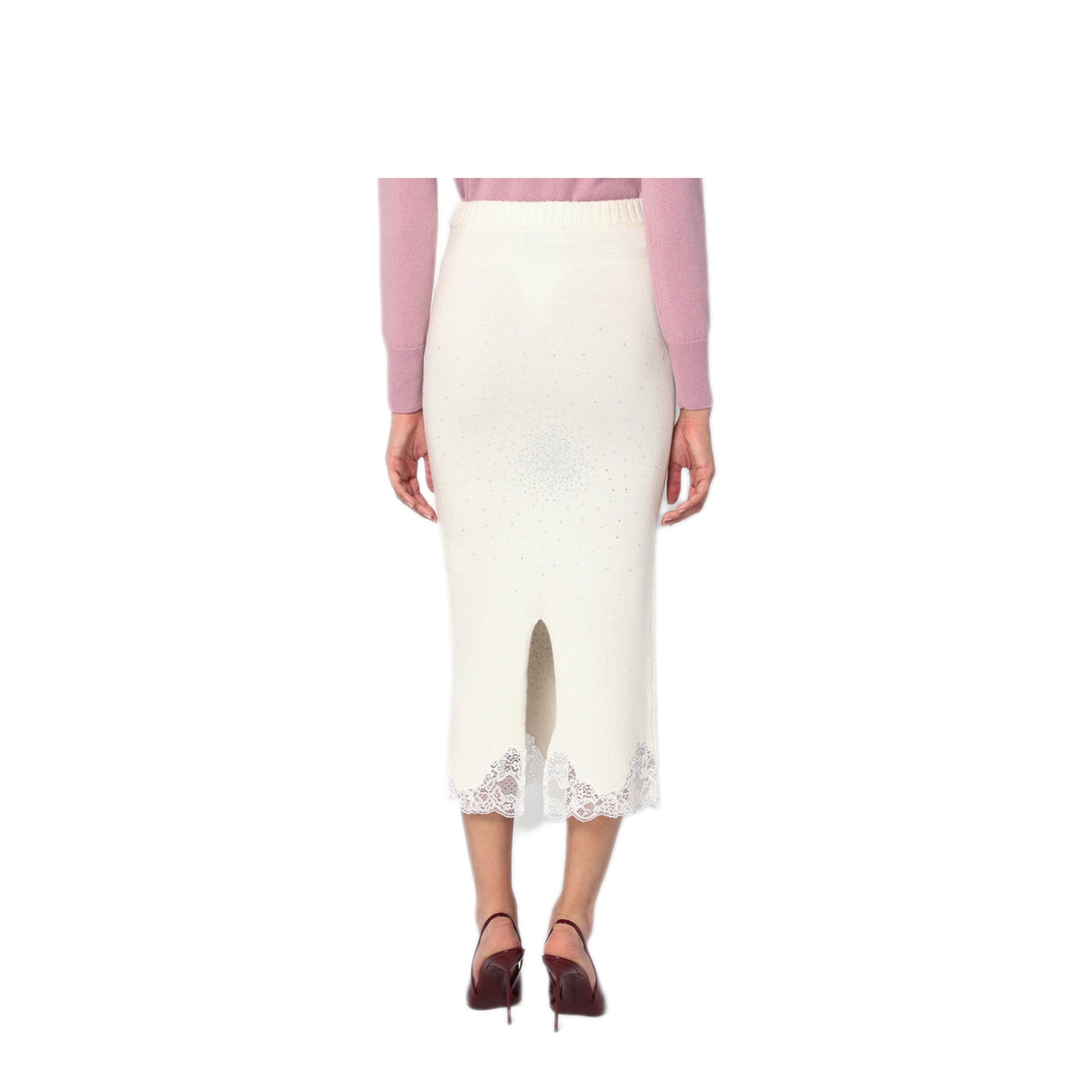 MAYFEYR - Giuseppe Di Morabito - White Tube Skirt With Lace And Rhinestones - 05FWKND362YC0535902