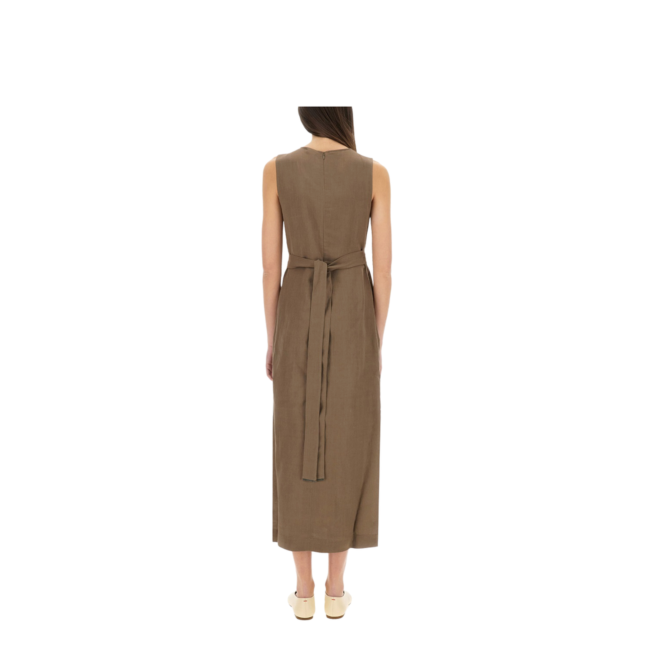 Wrap-Effect Dress Brown
