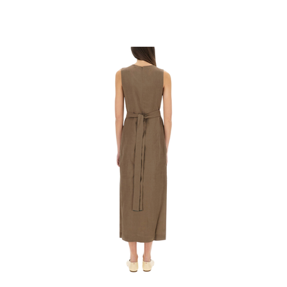 Wrap-Effect Dress Brown