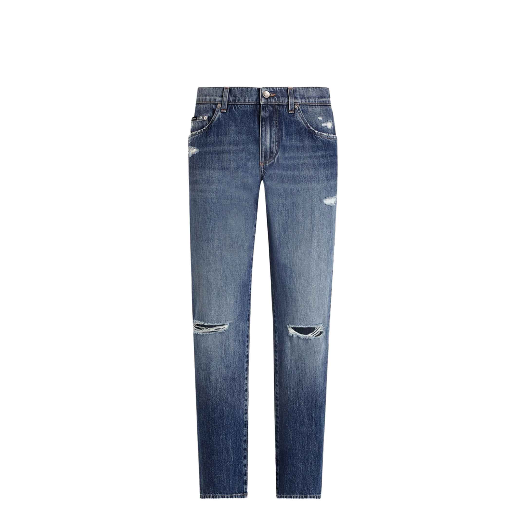 MAYFEYR - Dolce & Gabbana - Classic Cotton Jeans With Tag With Abrasions - GP02XDG8ME8