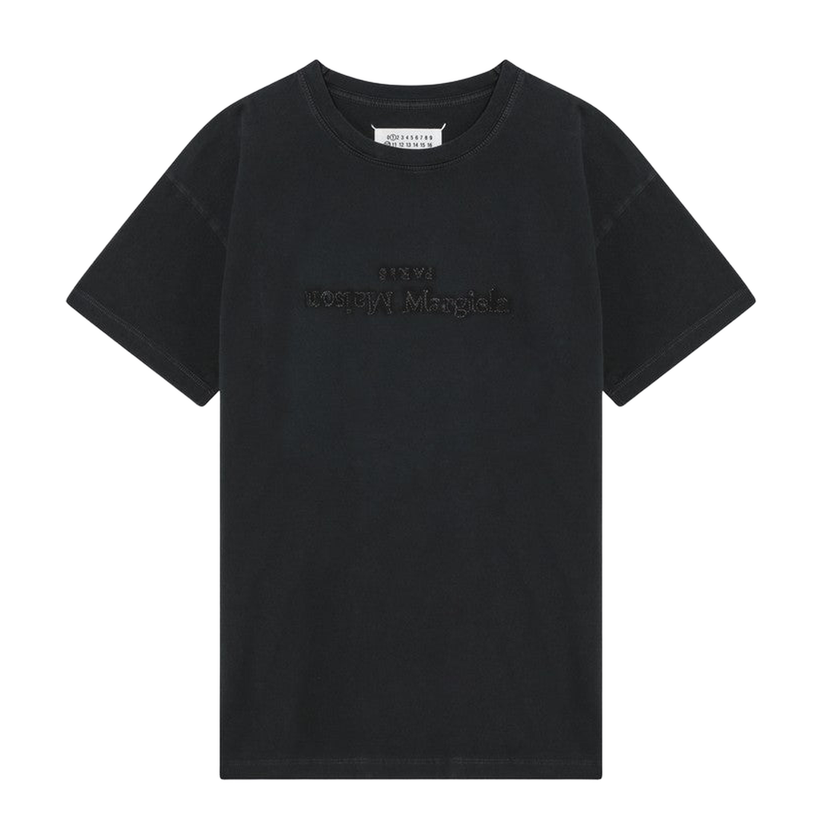 Washed Black T-Shirt with Embroidered Logo